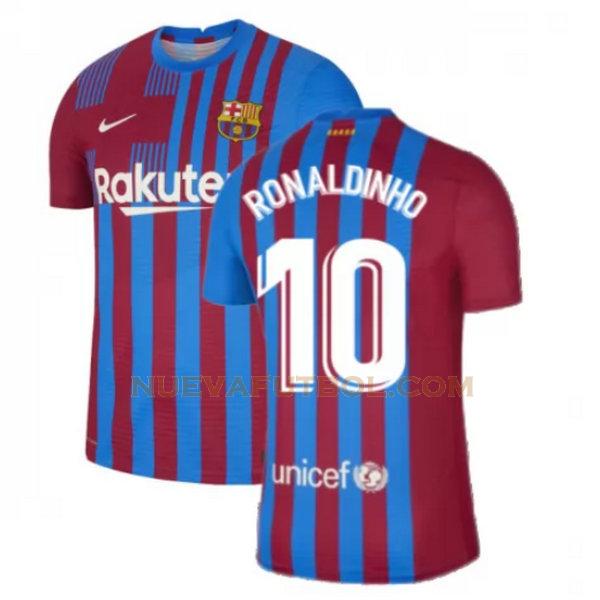 primera camiseta ronaldinho 10 barcelona 2021 2022 rojo blanco hombre