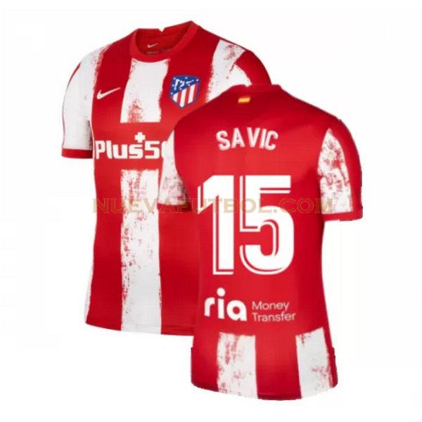 primera camiseta savic 15 atletico madrid 2021 2022 rojo blanco hombre