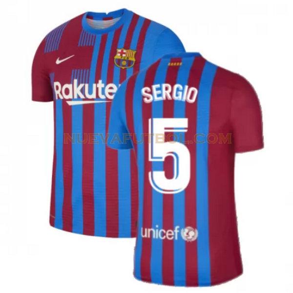 primera camiseta sergio 5 barcelona 2021 2022 rojo blanco hombre