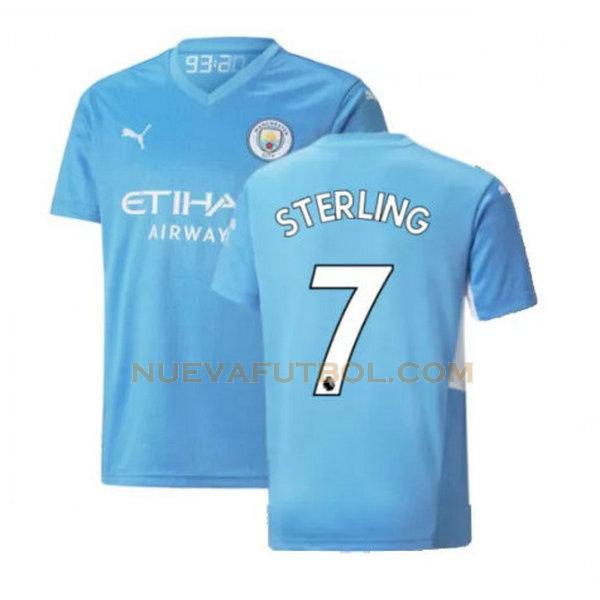 primera camiseta sterling 7 manchester city 2021 2022 azul hombre