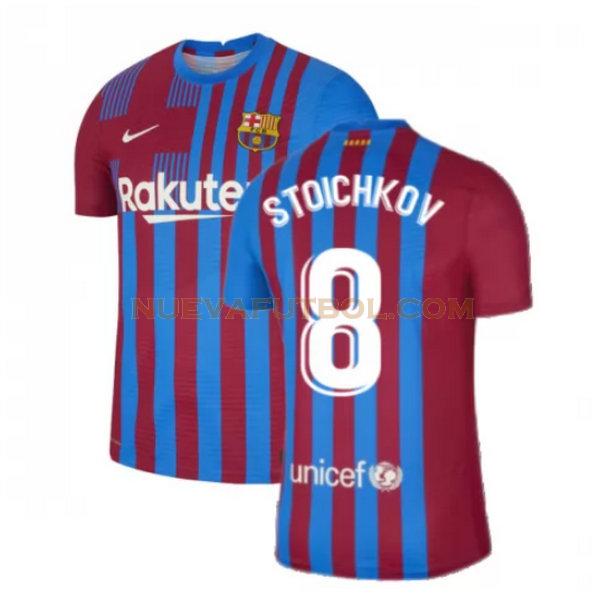 primera camiseta stoichkov 8 barcelona 2021 2022 rojo blanco hombre