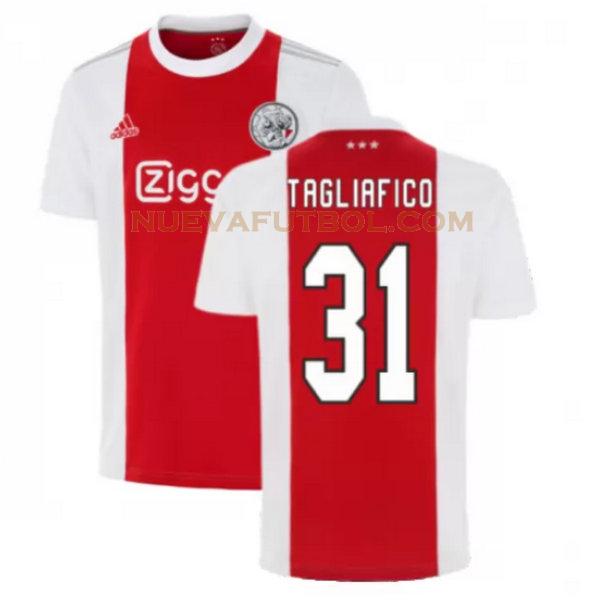 primera camiseta tagliafico 31 ajax 2021 2022 rojo blanco hombre