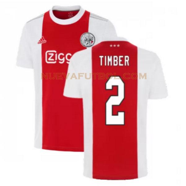 primera camiseta timber 2 ajax 2021 2022 rojo blanco hombre