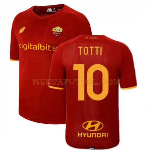 primera camiseta totti 10 as roma 2021 2022 rojo hombre