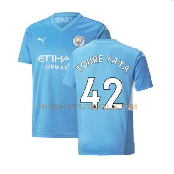 primera camiseta toure yaya 42 manchester city 2021 2022 azul hombre