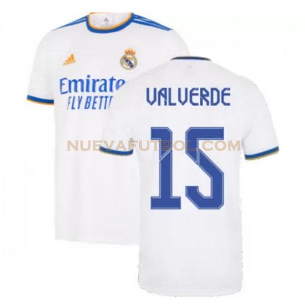 primera camiseta valverde 15 real madrid 2021 2022 blanco hombre