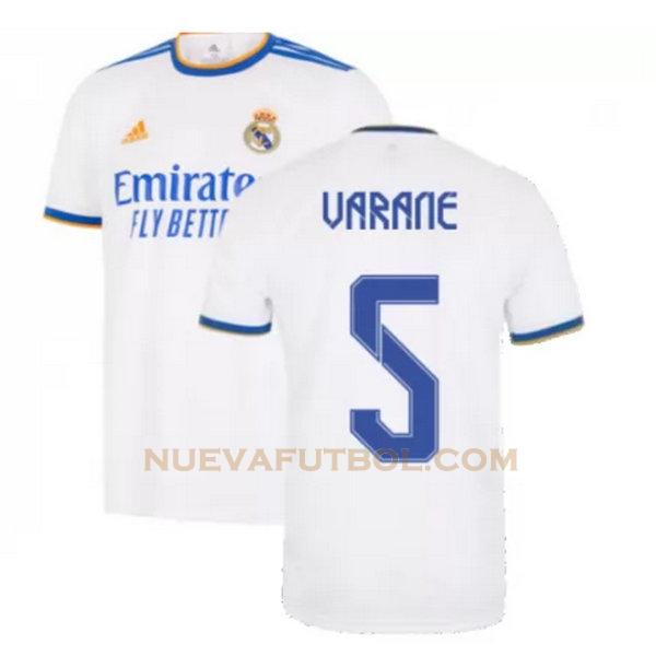 primera camiseta varane 5 real madrid 2021 2022 blanco hombre