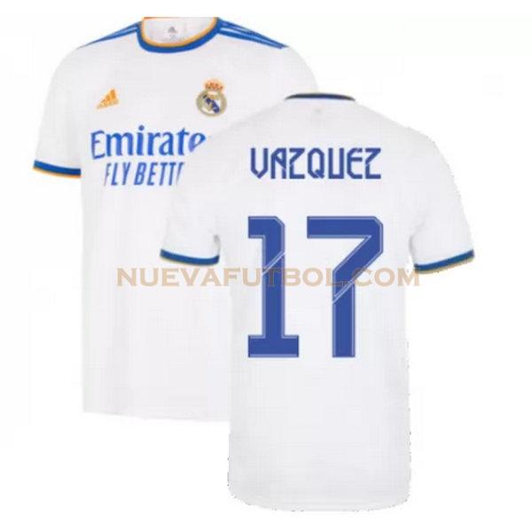 primera camiseta vazquez 17 real madrid 2021 2022 blanco hombre