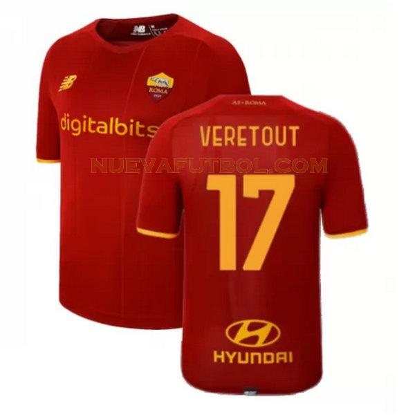 primera camiseta veretout 17 as roma 2021 2022 rojo hombre