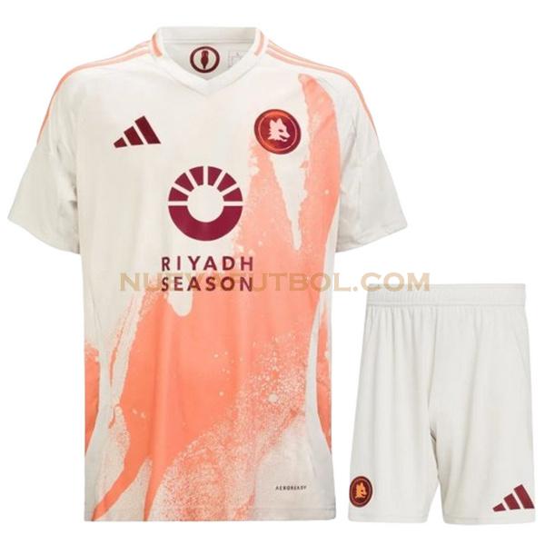 segunda camiseta as roma 2024 2025 blanco niño