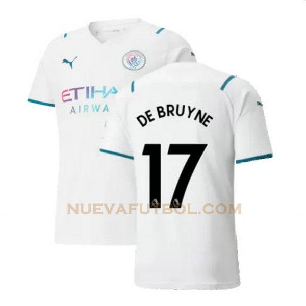 segunda camiseta de bruyne 17 manchester city 2021 2022 blanco hombre