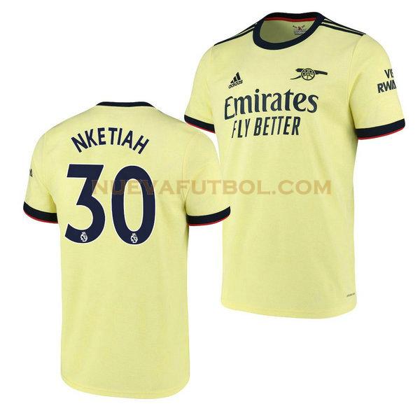 segunda camiseta eddie nketiah 30 arsenal 2021 2022 amarillo hombre