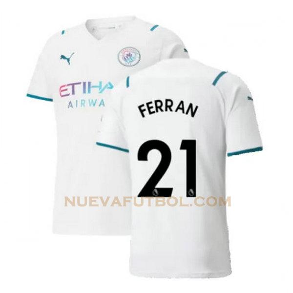 segunda camiseta ferran 21 manchester city 2021 2022 blanco hombre