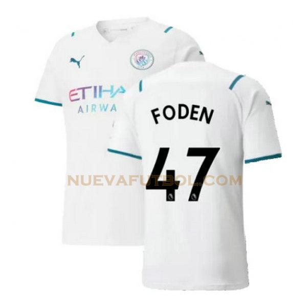 segunda camiseta foden 47 manchester city 2021 2022 blanco hombre