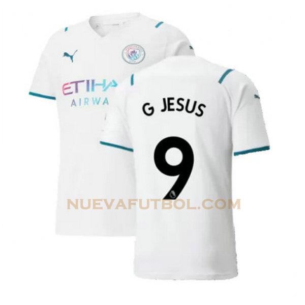 segunda camiseta g jesus 9 manchester city 2021 2022 blanco hombre