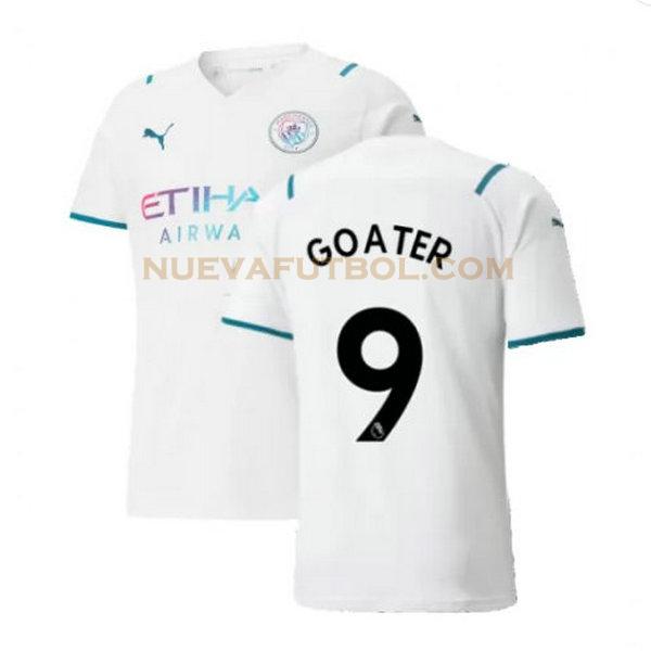 segunda camiseta goater 9 manchester city 2021 2022 blanco hombre