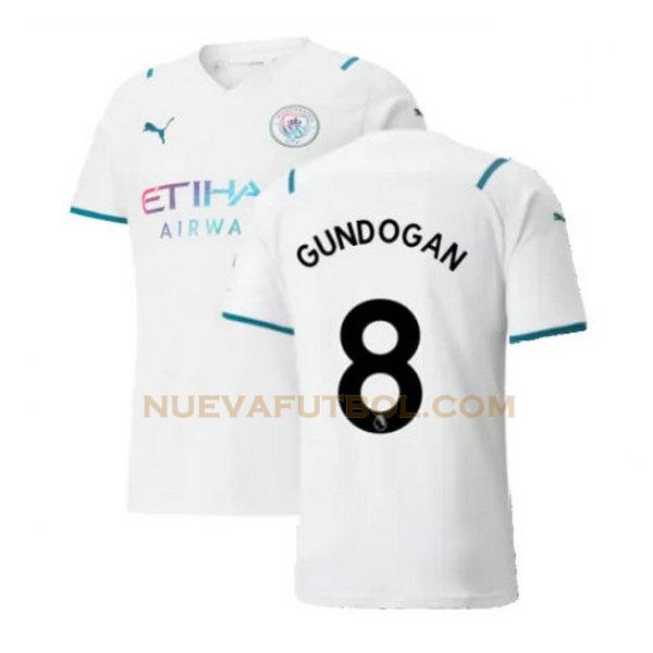 segunda camiseta gundogan 8 manchester city 2021 2022 blanco hombre