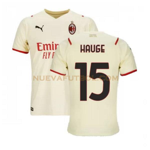 segunda camiseta hauge 15 ac milan 2021 2022 blanco hombre