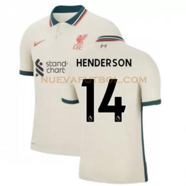 segunda camiseta henderson 14 liverpool 2021 2022 amarillo hombre