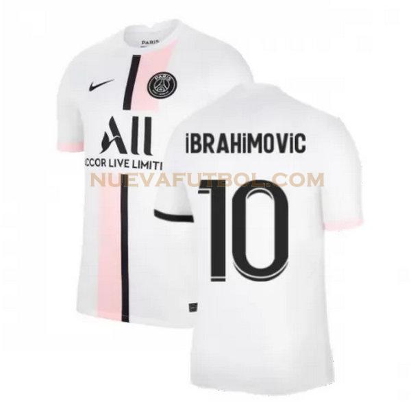 segunda camiseta ibrahimovic 10 paris saint germain 2021 2022 blanco hombre