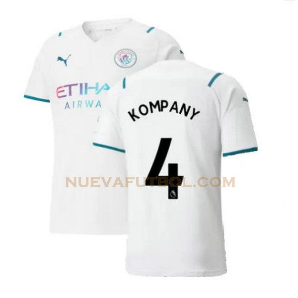 segunda camiseta kompany 4 manchester city 2021 2022 blanco hombre