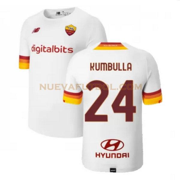 segunda camiseta kumbulla 24 as roma 2021 2022 blanco hombre