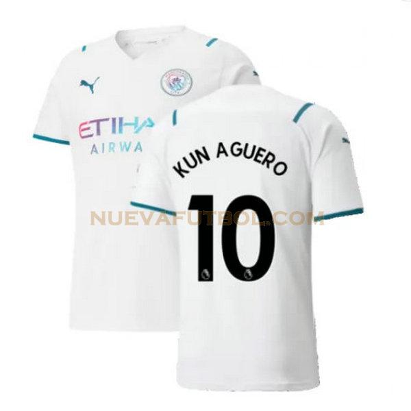 segunda camiseta kun aguero 10 manchester city 2021 2022 blanco hombre