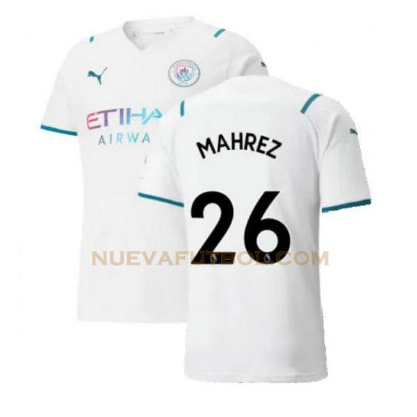 segunda camiseta mahrez 26 manchester city 2021 2022 blanco hombre