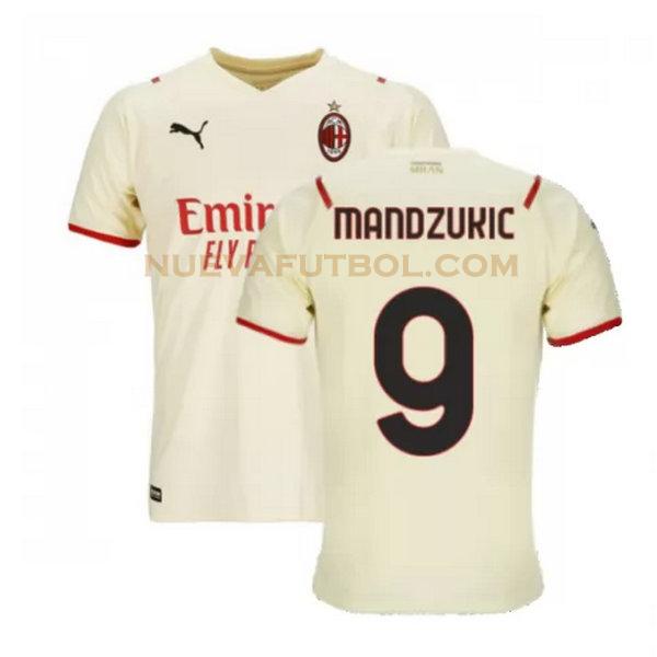 segunda camiseta mandzukic 9 ac milan 2021 2022 blanco hombre