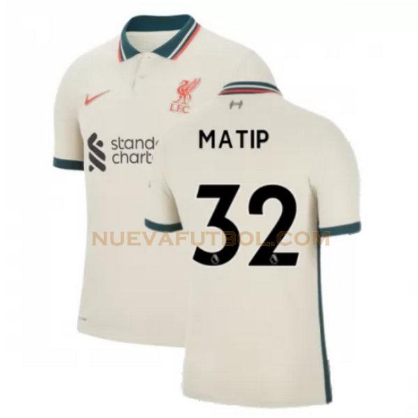 segunda camiseta matip 32 liverpool 2021 2022 amarillo hombre