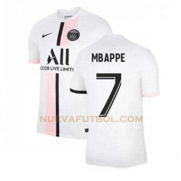 segunda camiseta mbappe 7 paris saint germain 2021 2022 blanco hombre