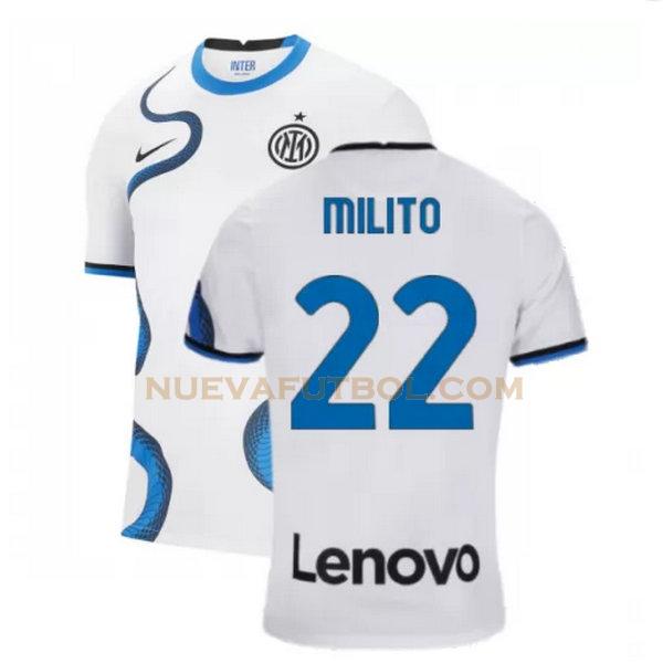 segunda camiseta milito 22 inter milan 2021 2022 blanco hombre