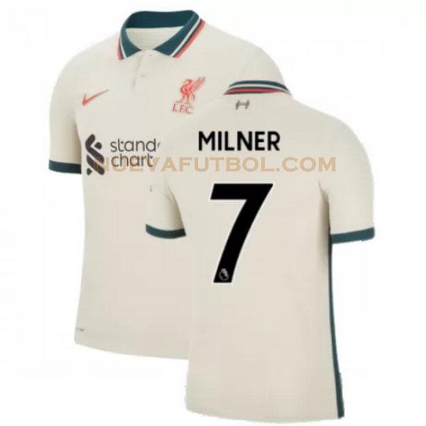 segunda camiseta milner 7 liverpool 2021 2022 amarillo hombre