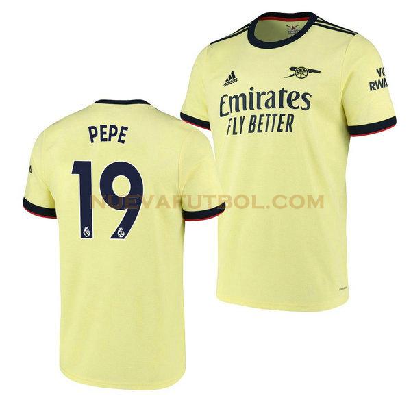 segunda camiseta nicolas pepe 19 arsenal 2021 2022 amarillo hombre