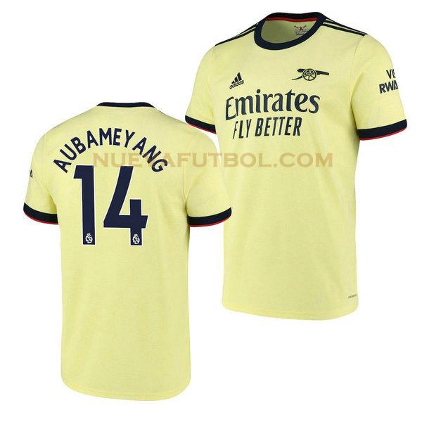 segunda camiseta pierre emerick aubameyang 14 arsenal 2021 2022 amarillo hombre