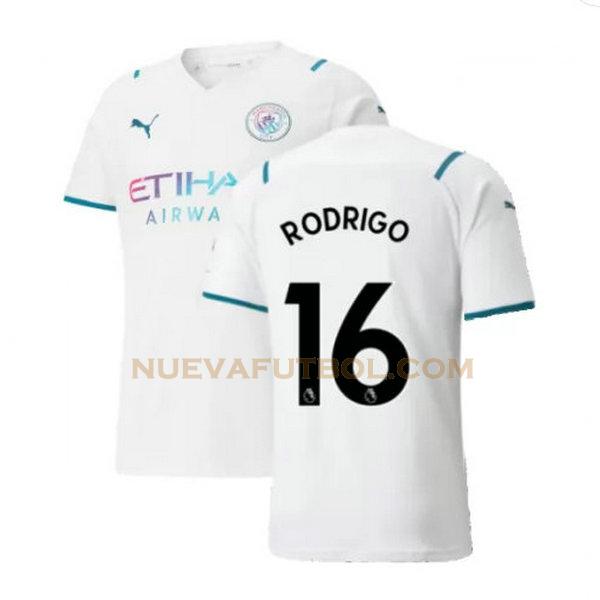 segunda camiseta rodrigo 16 manchester city 2021 2022 blanco hombre