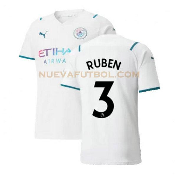 segunda camiseta ruben 3 manchester city 2021 2022 blanco hombre