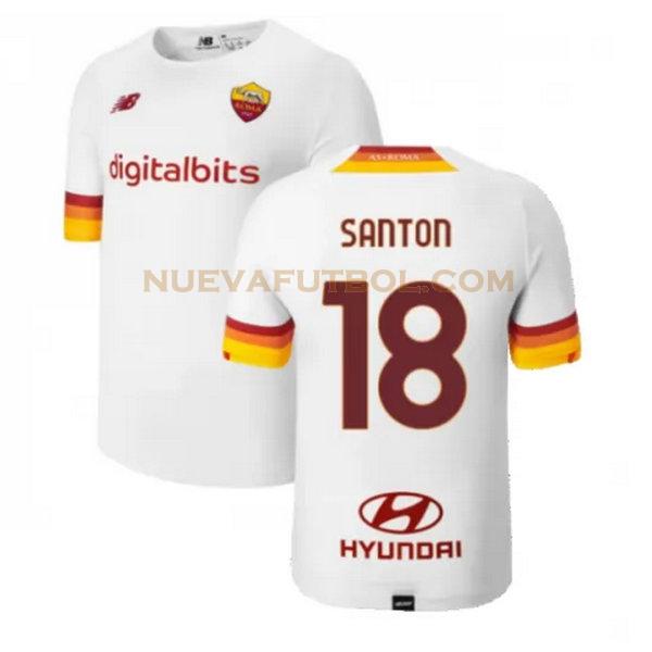 segunda camiseta santon 18 as roma 2021 2022 blanco hombre