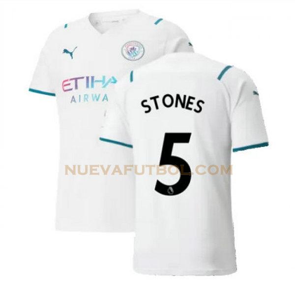 segunda camiseta stones 5 manchester city 2021 2022 blanco hombre