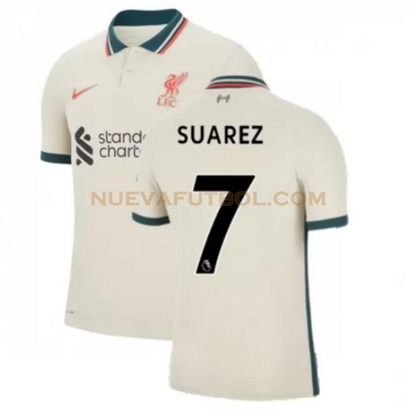 segunda camiseta suarez 7 liverpool 2021 2022 amarillo hombre