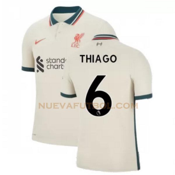 segunda camiseta thiago 6 liverpool 2021 2022 amarillo hombre