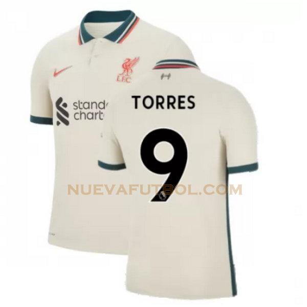 segunda camiseta torres 9 liverpool 2021 2022 amarillo hombre