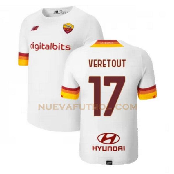 segunda camiseta veretout 17 as roma 2021 2022 blanco hombre