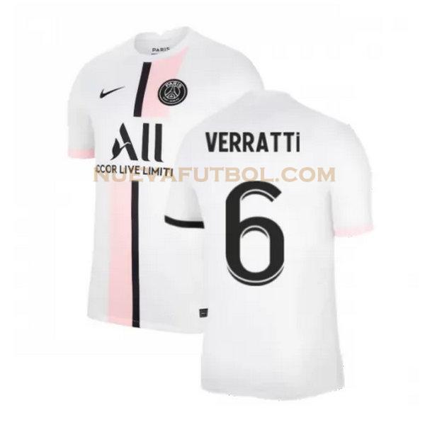 segunda camiseta verratti 6 paris saint germain 2021 2022 blanco hombre