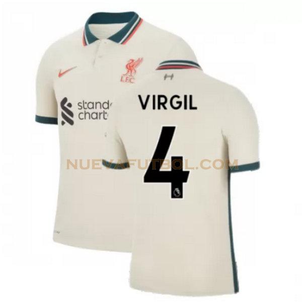 segunda camiseta virgil 4 liverpool 2021 2022 amarillo hombre