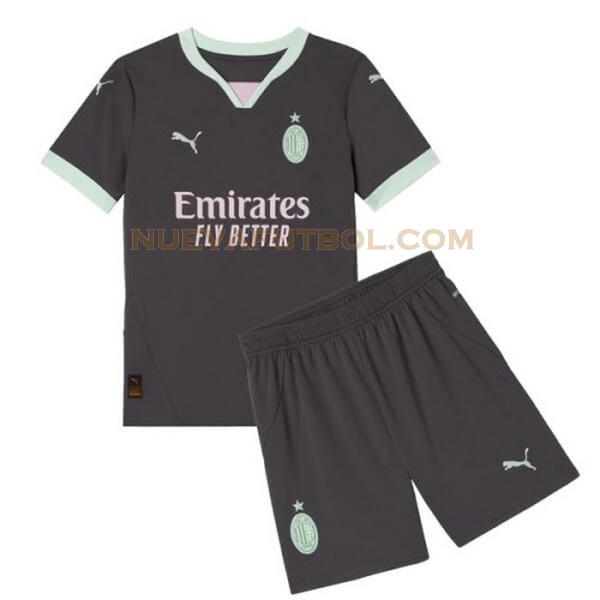 tercera camiseta ac milan 2024 2025 negro niño