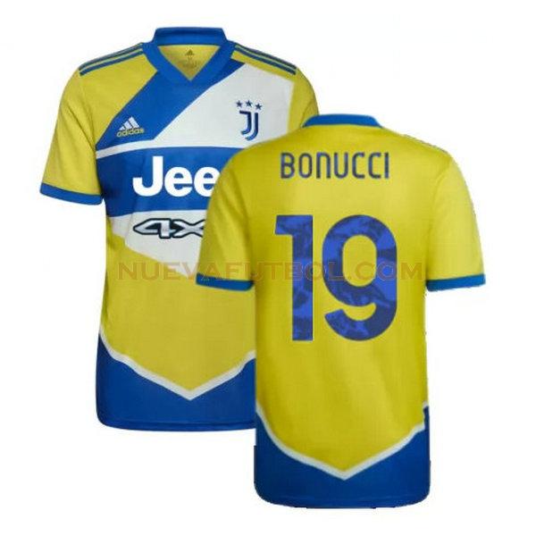 tercera camiseta bonucci 19 juventus 2021 2022 amarillo azul hombre