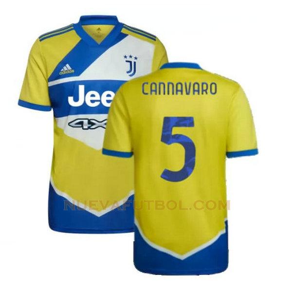 tercera camiseta cannavaro 5 juventus 2021 2022 amarillo azul hombre