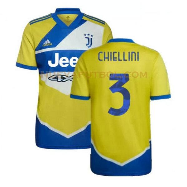 tercera camiseta chiellini 3 juventus 2021 2022 amarillo azul hombre