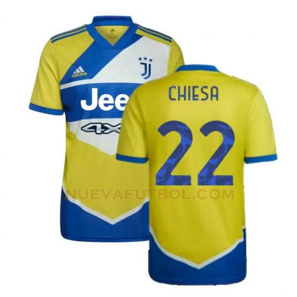 tercera camiseta chiesa 22 juventus 2021 2022 amarillo azul hombre